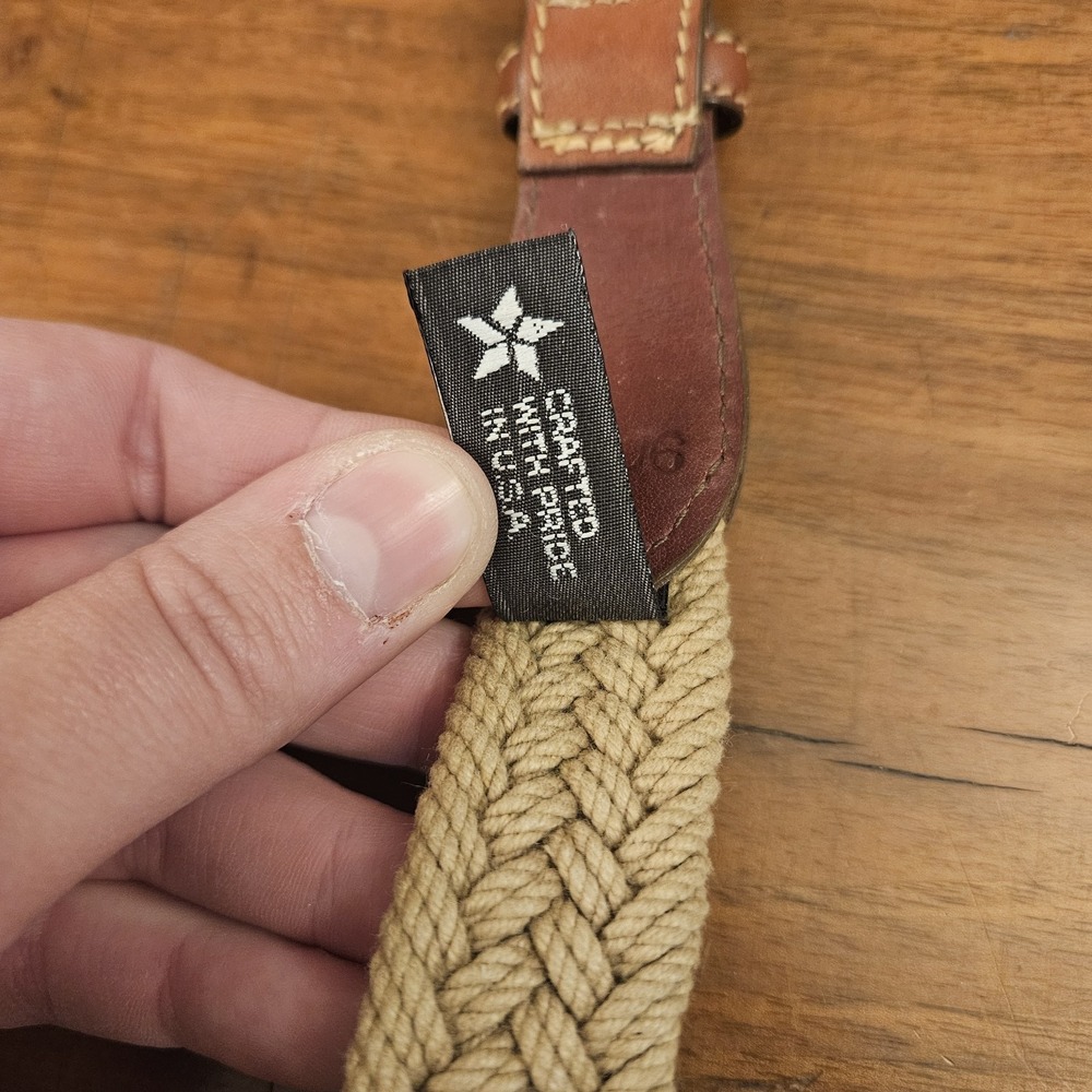 Brighton Leather Corded Belt 39206 Solid Brass Buckle Brown Size 40 Made In USA - Picture 3 of 5